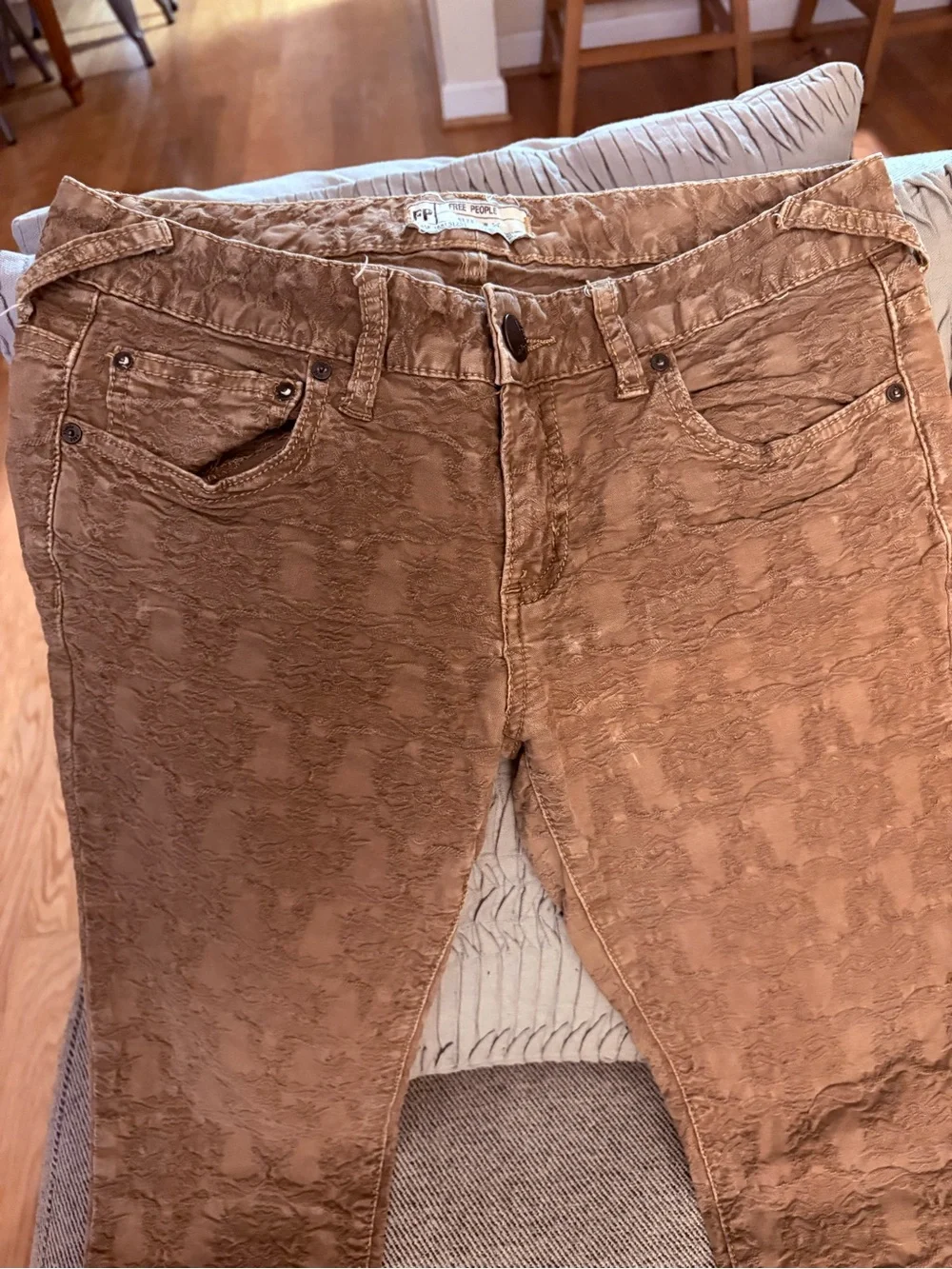 Free People Brown Patterned Skinny Pants